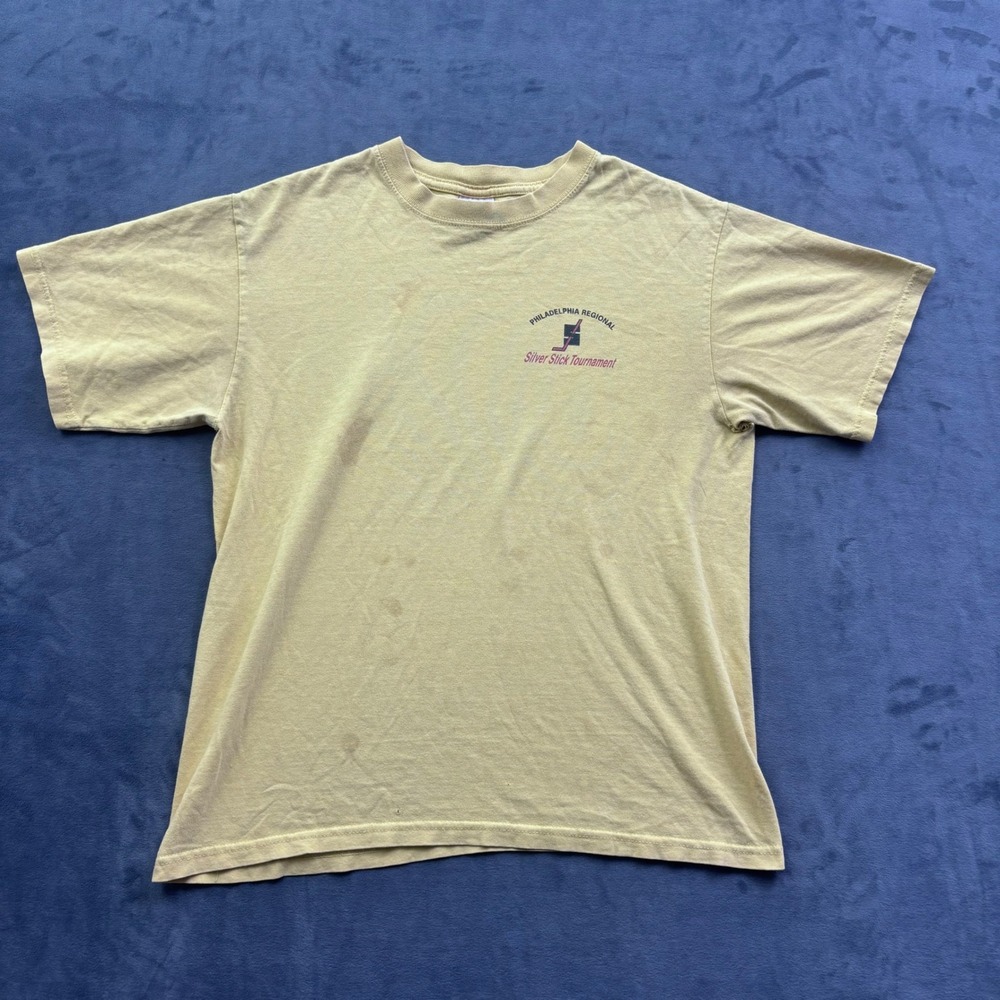 Vintage 2000 Philadelphia Silver Stick Hockey Tournament T-Shirt Yellow Medium